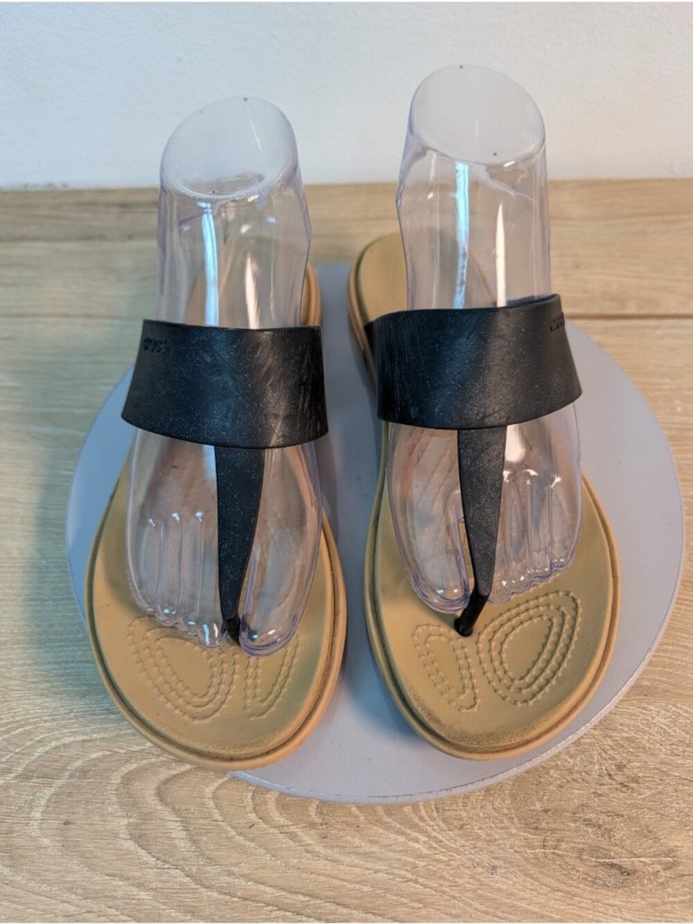 Crocs Tulum Flip Flops Women's 8 Black Lightweight Comfort Sandals Summer - Picture 2 of 9